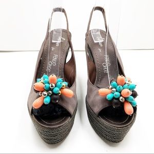 {Castaner} Silk & Leather Embellished Espadrilles